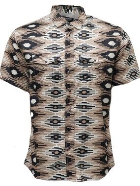 Hooey Men's Short-Sleeve Aztec Button-Down Shirt - Beige, Black, White